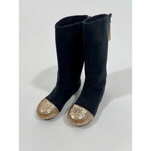 Joyfolie Girls Size 13 Chloe Boots In Black, Gold Glitter, Zip Up!